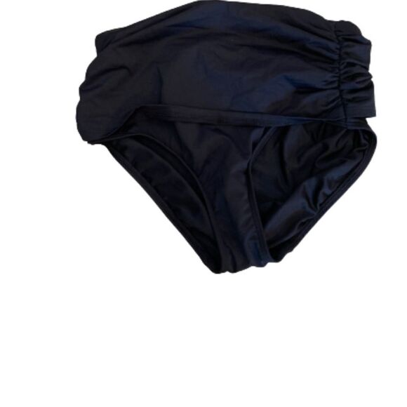Land’s End Plus size full coverage control swim bottom ruched sides black 22W - Picture 2 of 6